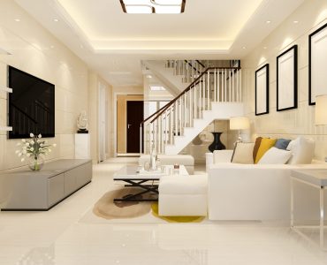 3d rendering white wood living room near bedroom upstair